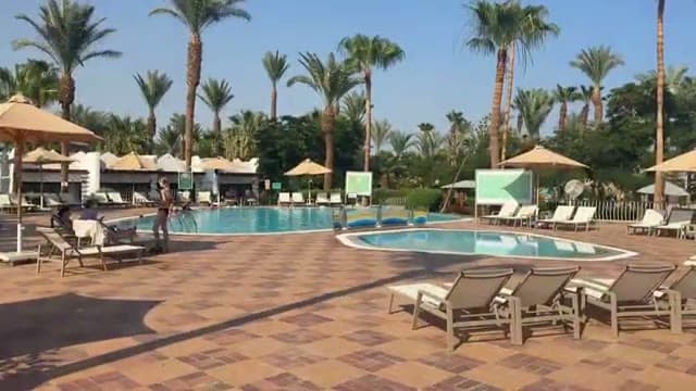 La piscina principale del Jaz Fayrouz Sharm circondata da lettini e palme