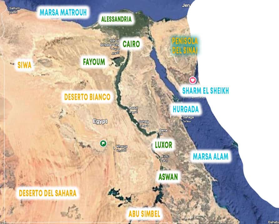 mappa geografica dell' egitto